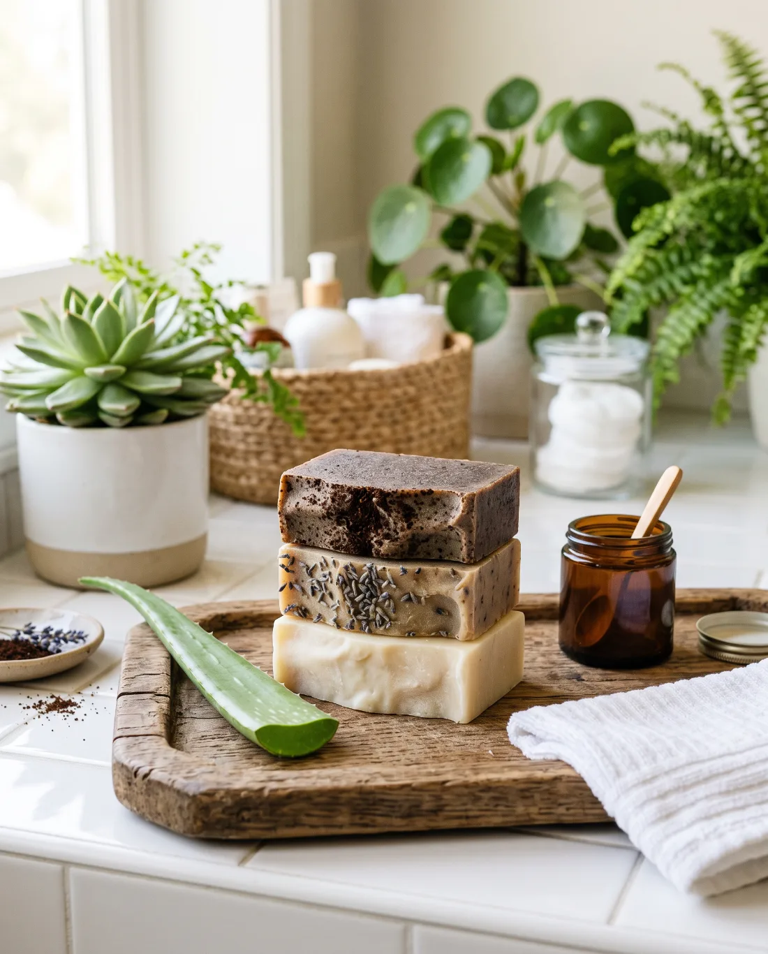 Saponette naturali artigianali con aloe e lavanda